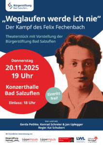 Veranstaltungsplakat: Weglaufen werde ich nie – Der Kampf des Felix Fechenbach